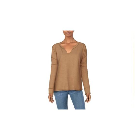 Natural Reflections Hillside Notch-Neck Long-Sleeve Waffle Shirt for Ladies XL - Picture 1 of 8
